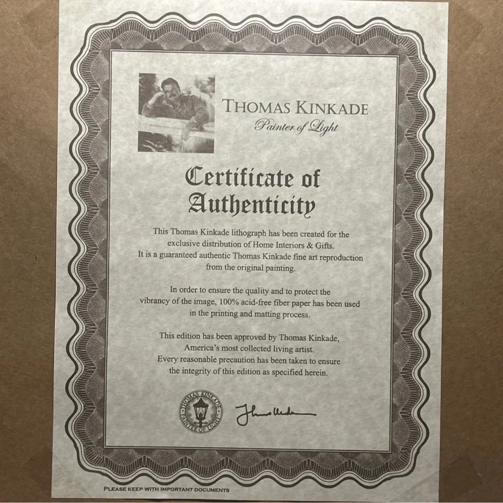 Thomas Kinkade Creekside Trail, Library Edition, Home Interior W/Certificate. ￼